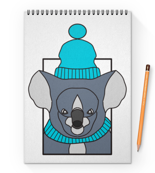 Заказать блокнот в Москве. Блокнот на пружине А4 Новогодняя коала от chistopopitersky - готовые дизайны и нанесение принтов.