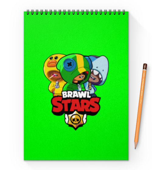 Заказать блокнот в Москве. Блокнот на пружине А4 Brawl Stars LEON TRIO от vista12761@rambler.ru - готовые дизайны и нанесение принтов.