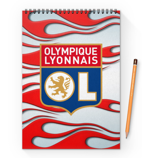 Заказать блокнот в Москве. Блокнот на пружине А4 Olympique Lyonnais от THE_NISE  - готовые дизайны и нанесение принтов.