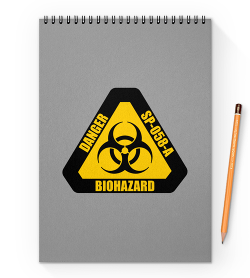 Заказать блокнот в Москве. Блокнот на пружине А4 Biohazard от THE_NISE  - готовые дизайны и нанесение принтов.