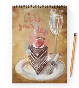 Заказать блокнот в Москве. Блокнот на пружине А4 Cake your day от Катя Муу - готовые дизайны и нанесение принтов.