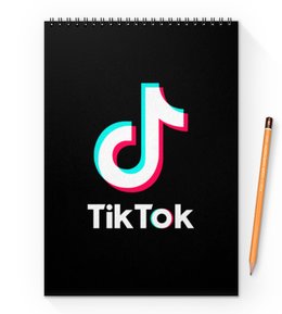 Заказать блокнот в Москве. Блокнот на пружине А4 TikTok  от DESIGNER   - готовые дизайны и нанесение принтов.