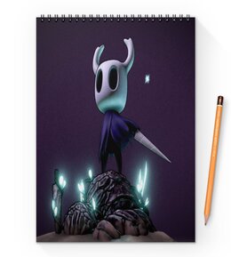 Заказать блокнот в Москве. Блокнот на пружине А4 Hollow Knight от THE_NISE  - готовые дизайны и нанесение принтов.