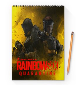 Заказать блокнот в Москве. Блокнот на пружине А4 Rainbow Six Quarantine от THE_NISE  - готовые дизайны и нанесение принтов.