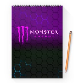 Заказать блокнот в Москве. Блокнот на пружине А4 Monster Energy от THE_NISE  - готовые дизайны и нанесение принтов.