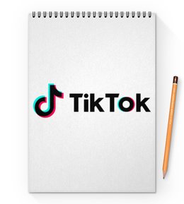 Заказать блокнот в Москве. Блокнот на пружине А4 TikTok  от DESIGNER   - готовые дизайны и нанесение принтов.