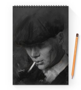 Заказать блокнот в Москве. Блокнот на пружине А4 Tommy Shelby - Острые козырьки от Дана Столыпина - готовые дизайны и нанесение принтов.