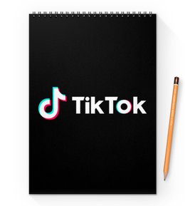 Заказать блокнот в Москве. Блокнот на пружине А4 TikTok  от DESIGNER   - готовые дизайны и нанесение принтов.