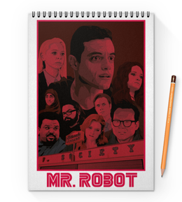 Заказать блокнот в Москве. Блокнот на пружине А4 MR ROBOT от Jimmy Flash - готовые дизайны и нанесение принтов.