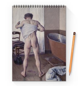 Заказать блокнот в Москве. Блокнот на пружине А4 Мужчина в ванной (картина Кайботта) от trend - готовые дизайны и нанесение принтов.