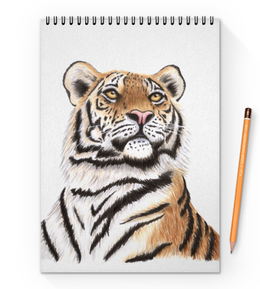 Заказать блокнот в Москве. Блокнот на пружине А4 Взгляд тигра от tigerda  - готовые дизайны и нанесение принтов.