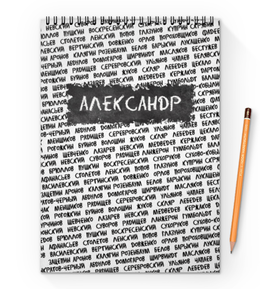 Заказать блокнот в Москве. Блокнот на пружине А4 Великие - Александр от esse - готовые дизайны и нанесение принтов.