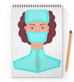 Заказать блокнот в Москве. Блокнот на пружине А4 Медсестра в маске от Stil na yarkosti - готовые дизайны и нанесение принтов.