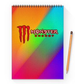 Заказать блокнот в Москве. Блокнот на пружине А4 Monster Energy от THE_NISE  - готовые дизайны и нанесение принтов.