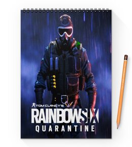 Заказать блокнот в Москве. Блокнот на пружине А4 Rainbow Six Quarantine от THE_NISE  - готовые дизайны и нанесение принтов.