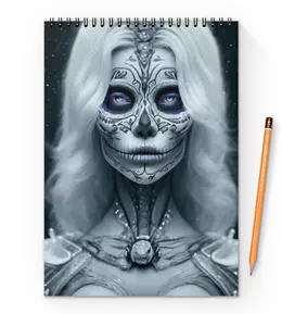 Заказать блокнот в Москве. Блокнот на пружине А4 Dia De Los Muertos от Дана Столыпина - готовые дизайны и нанесение принтов.