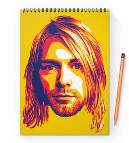 Заказать блокнот в Москве. Блокнот на пружине А4 Kurt Cobain от Jimmy Flash - готовые дизайны и нанесение принтов.