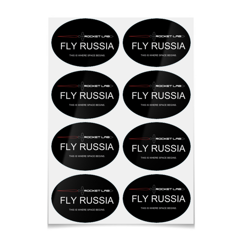 Заказать наклейки в Москве. Наклейки овальные 9.8x7 см Cтикер Fly Russia от Dmitrii Roslyakov - готовые дизайны и нанесение принтов.