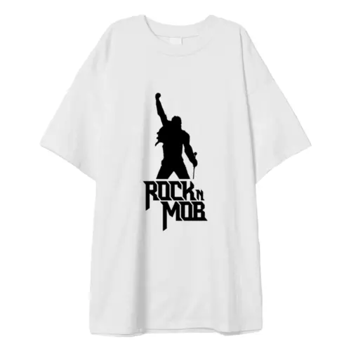 Заказать мужскую футболку в Москве. Футболка оверсайз Rocknmob Freddy с хештегом от accs@rocknmob.com - готовые дизайны и нанесение принтов.