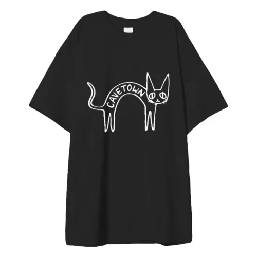 Заказать мужскую футболку в Москве. Футболка оверсайз Черный кот от cherdantcev - готовые дизайны и нанесение принтов.