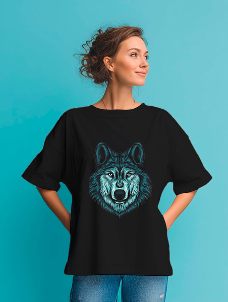 Заказать мужскую футболку в Москве. Футболка оверсайз Волчара от printeriumstore@gmail.com - готовые дизайны и нанесение принтов.