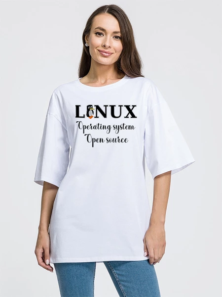 Заказать мужскую футболку в Москве. Футболка оверсайз Linux 1 от Владимир Довженко - готовые дизайны и нанесение принтов.