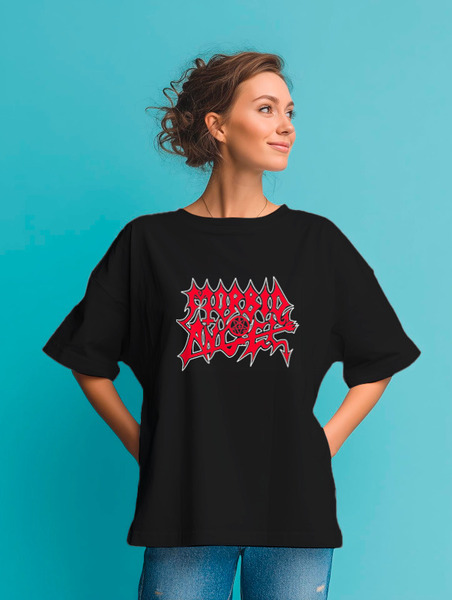 Заказать мужскую футболку в Москве. Футболка оверсайз Morbid Angel от Leichenwagen - готовые дизайны и нанесение принтов.