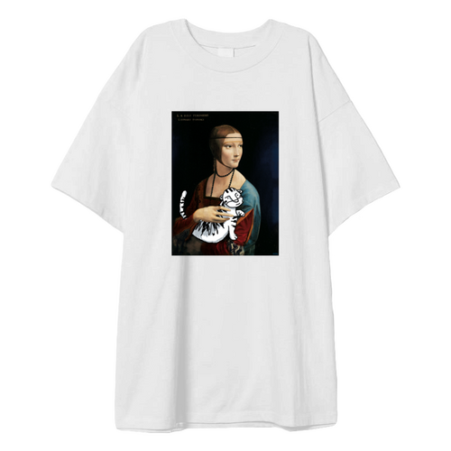Заказать мужскую футболку в Москве. Футболка оверсайз «Дама с тигром» от Соль  - готовые дизайны и нанесение принтов.