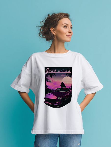 Заказать мужскую футболку в Москве. Футболка оверсайз Good vibes от Mishka Draws - готовые дизайны и нанесение принтов.