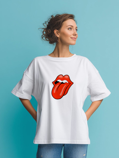 Заказать мужскую футболку в Москве. Футболка оверсайз The Rolling Stones от Jimmy Flash - готовые дизайны и нанесение принтов.