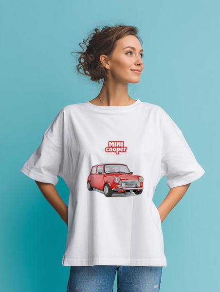 Заказать мужскую футболку в Москве. Футболка оверсайз Mini cooper от Mishka Draws - готовые дизайны и нанесение принтов.