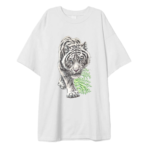 Заказать мужскую футболку в Москве. Футболка оверсайз Белый тигр. от Eva De Peron.  - готовые дизайны и нанесение принтов.