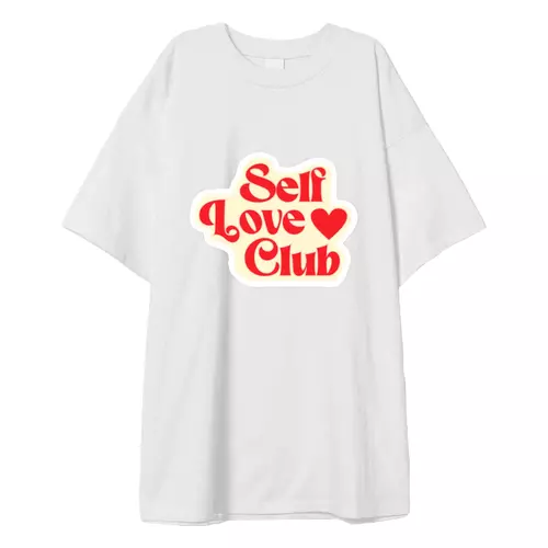Заказать мужскую футболку в Москве. Футболка оверсайз Self Love Club от Александр Серебренников - готовые дизайны и нанесение принтов.