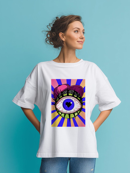 Заказать мужскую футболку в Москве. Футболка оверсайз Crypto eye  от yana.mbox@gmail.com - готовые дизайны и нанесение принтов.