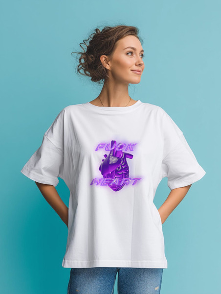 Заказать мужскую футболку в Москве. Футболка оверсайз reclover FUCK HEART от RECLOVER CLOTHING - готовые дизайны и нанесение принтов.