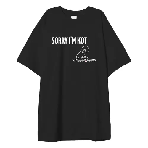 Заказать мужскую футболку в Москве. Футболка оверсайз Sorry I'm Kot от Евгений Янтарь - готовые дизайны и нанесение принтов.