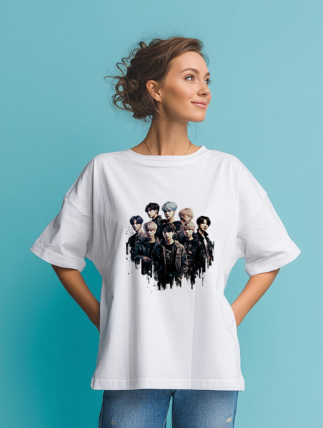 Заказать мужскую футболку в Москве. Футболка оверсайз Stray kids  от Александр Серебренников - готовые дизайны и нанесение принтов.