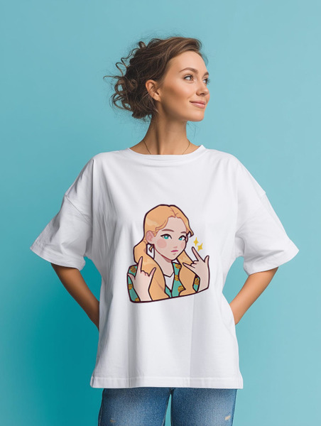 Заказать мужскую футболку в Москве. Футболка оверсайз GoWon Sticker от cherdantcev - готовые дизайны и нанесение принтов.