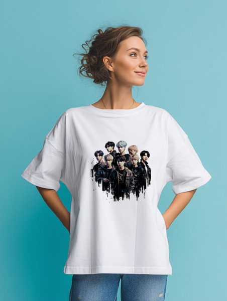 Заказать мужскую футболку в Москве. Футболка оверсайз Stray kids  от Александр Серебренников - готовые дизайны и нанесение принтов.