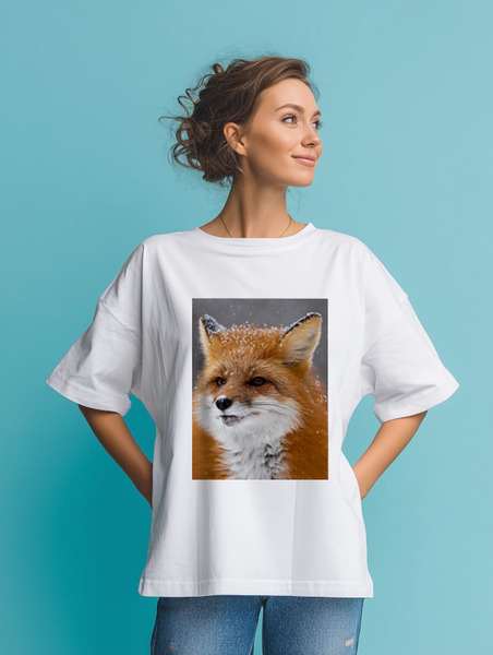 Заказать мужскую футболку в Москве. Футболка оверсайз dlya_tebya_fox от Александр Серебренников - готовые дизайны и нанесение принтов.