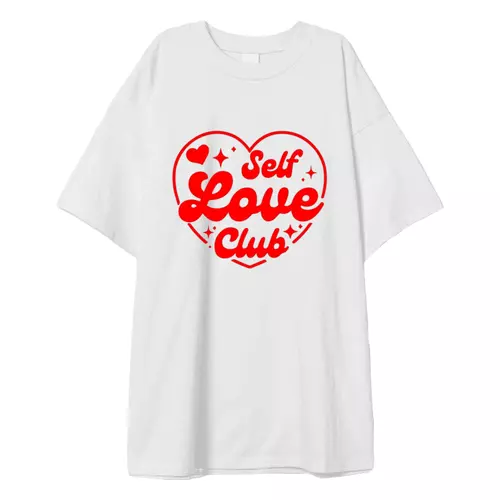 Заказать мужскую футболку в Москве. Футболка оверсайз Self Love Club от Александр Серебренников - готовые дизайны и нанесение принтов.