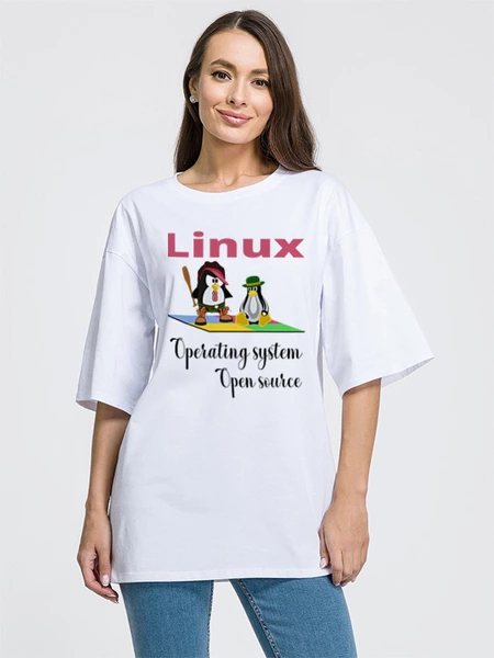 Заказать мужскую футболку в Москве. Футболка оверсайз Linux 2 от Владимир Довженко - готовые дизайны и нанесение принтов.