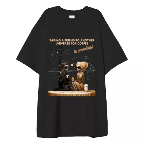 Заказать мужскую футболку в Москве. Футболка оверсайз С подругой на кофе от Ксения Остров - готовые дизайны и нанесение принтов.