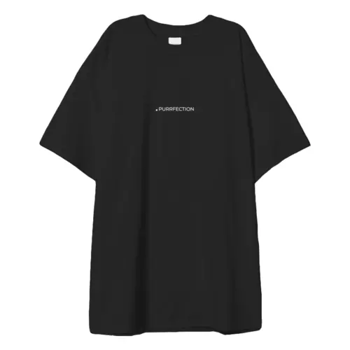 Заказать мужскую футболку в Москве. Футболка оверсайз PURRFECTION Black  от fortycatsmusic@gmail.com - готовые дизайны и нанесение принтов.