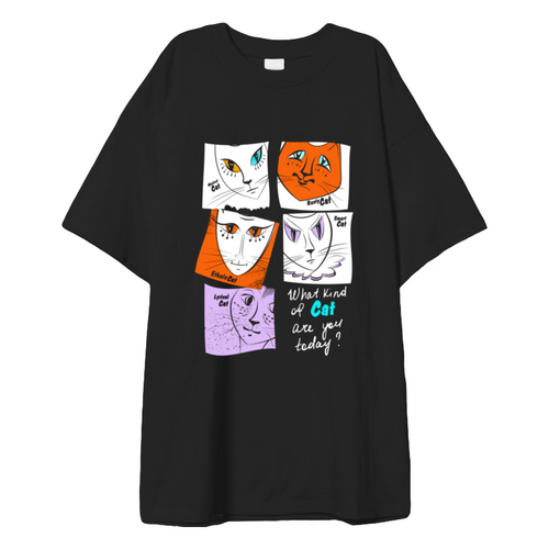Заказать мужскую футболку в Москве. Футболка оверсайз Странные кошки от ELENA ZHARINOVA - готовые дизайны и нанесение принтов.