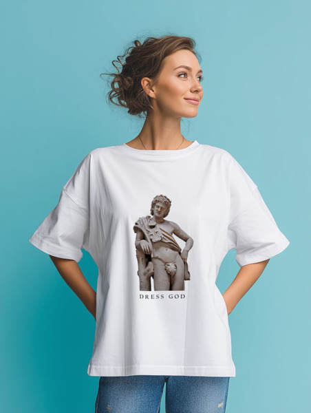 Заказать мужскую футболку в Москве. Футболка оверсайз Dress God от Соль  - готовые дизайны и нанесение принтов.