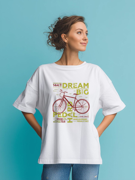 Заказать мужскую футболку в Москве. Футболка оверсайз Bicycle от CoolColor  - готовые дизайны и нанесение принтов.