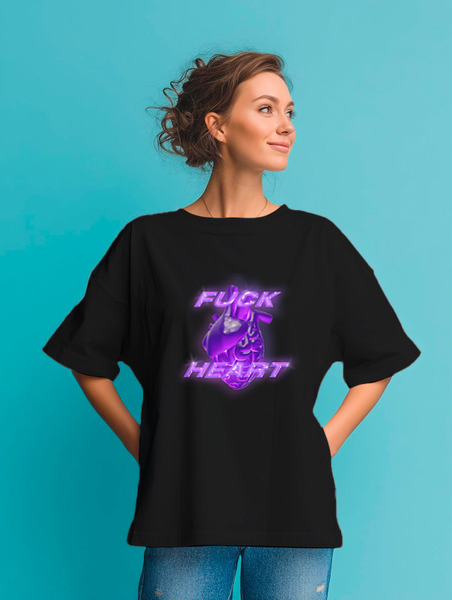 Заказать мужскую футболку в Москве. Футболка оверсайз reclover FUCK HEART от RECLOVER CLOTHING - готовые дизайны и нанесение принтов.