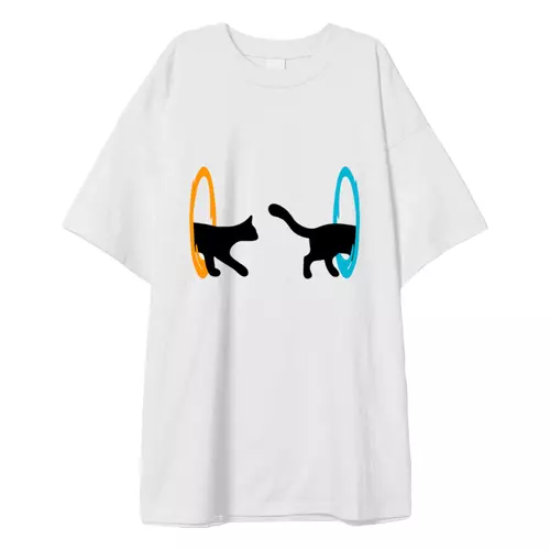 Заказать мужскую футболку в Москве. Футболка оверсайз кот в портал  от cherdantcev - готовые дизайны и нанесение принтов.