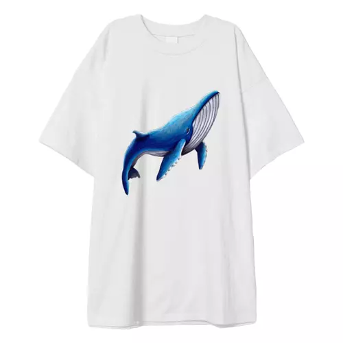Заказать мужскую футболку в Москве. Футболка оверсайз Синий кит от tigerda  - готовые дизайны и нанесение принтов.